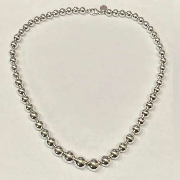 Tiffany & Co Hardwear Graduated Ball Bead Necklace - 925 Silver - 16” - Picture 10 of 15
